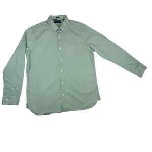 Fairline Men's XL Regular Fit Button Down Shirt - Green Geometric Pattern